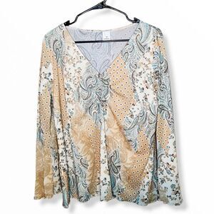 Newport Y2K Floral Paisley Boho Blouse sz 1X
